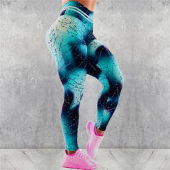 Jeans Print Yoga Pant Sport Leggings Lift Buttss Fitness Capris PQHY207D