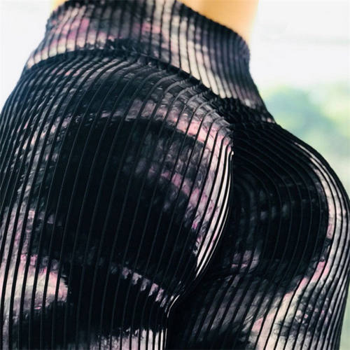 Sexy Stripe Printed Fitness Leggings Active Sport Wear Exercise Capris PQHY302A