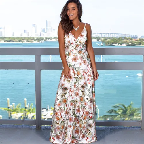 Summer Trendy Clothing Female Boho Dress Women Maxi Dresses PQ22835A