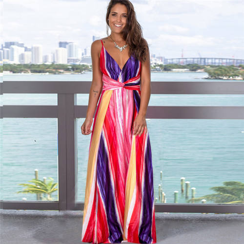 Summer Vacation Outfits Floral Printed Casual Dresses PQ22835H