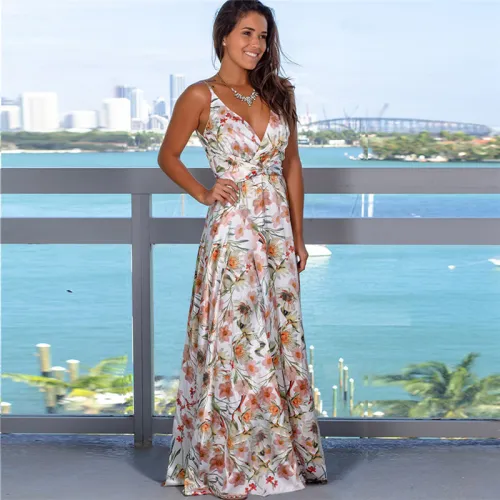 Summer Trendy Clothing Female Boho Dress Women Maxi Dresses PQ22835A