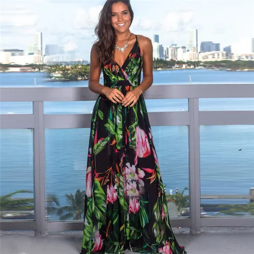 Summer Spaghetti Strap Maxi Dress Female Trendy Clothing PQ22020D