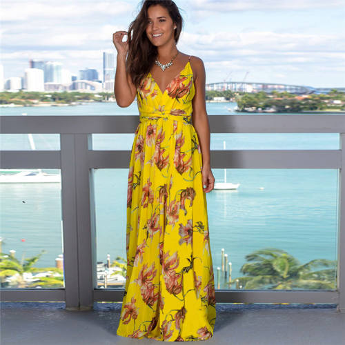 Women Maxi Dresses Floral Printed Casual Dresses PQ22835C
