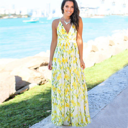 Women Spring Beach Break Clothes Fashion Maxi Dress PQ22020C