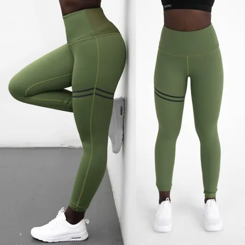 Cross-border Fitness Leggings Striped Stretch Yoga Pants PQYS7026C