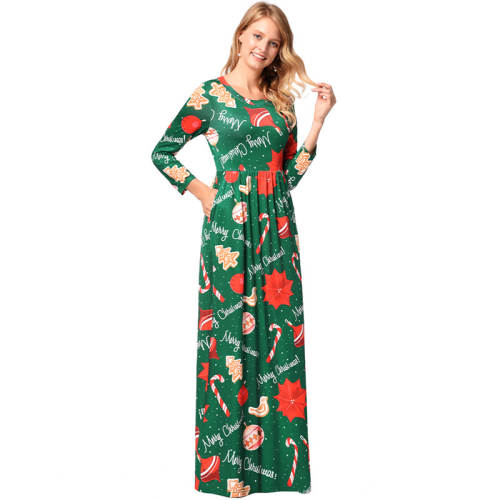 Printing Long Sleeve Maxi Dresses Ugly Christmas Dress PQR1208