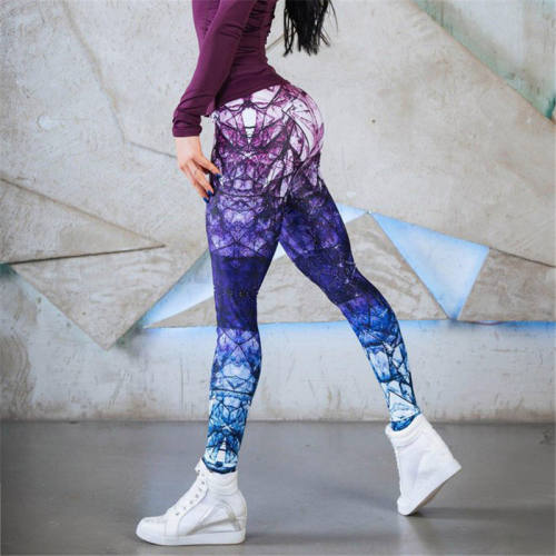 Cube Magic Print Trousers High Waist Skinny Bubble Butt Leggings PQYS7114