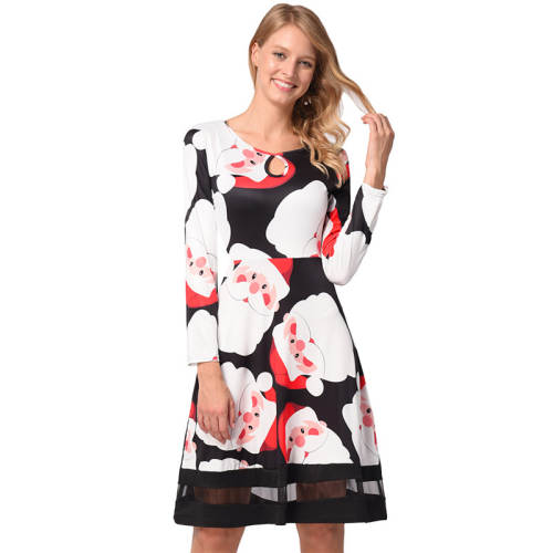 Long Sleeve Christmas Vintage Dress Santa Claus Women Party Dresses PQR1217