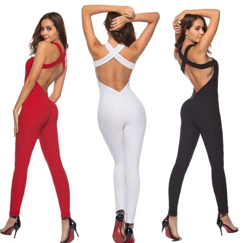 Women Gym Bodysuit One-pieces Sports Suit Workout Jumpsuit PQYS7266