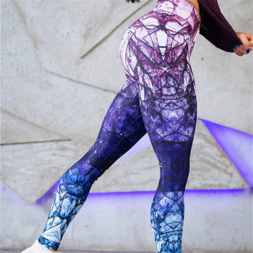 Cube Magic Print Trousers High Waist Skinny Bubble Butt Leggings PQYS7114