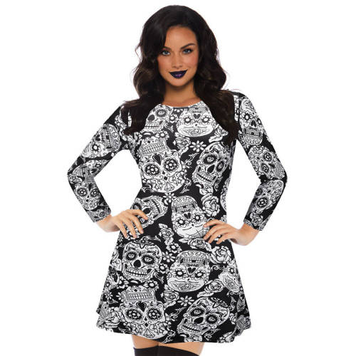 Autumn Halloween Printed Party Dress Female Trendy Clothing PQX006