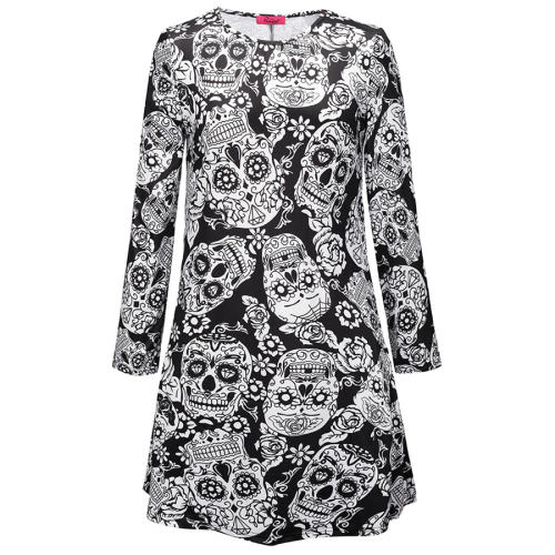 Autumn Halloween Printed Party Dress Female Trendy Clothing PQX006