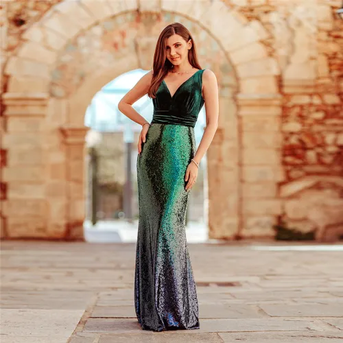 Gradient Sequin Evening Dress for Women Bling Bling Party Dresses PQH2020A