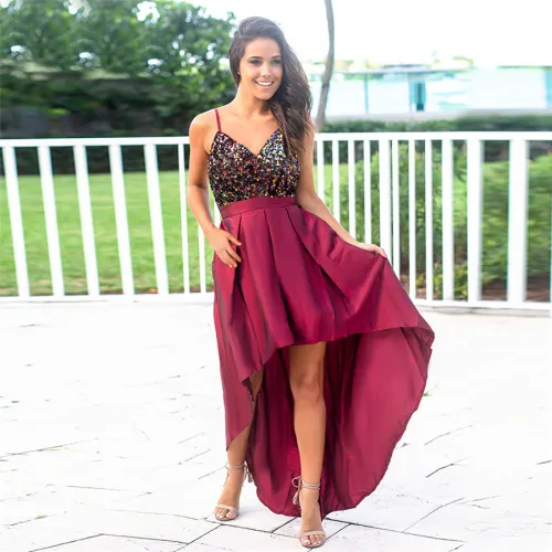 Wedding Banquet Evening Dress Spaghetti Strap Sequin Bridesmaid Dresses PQH2011B  [OUT OF STOCK]