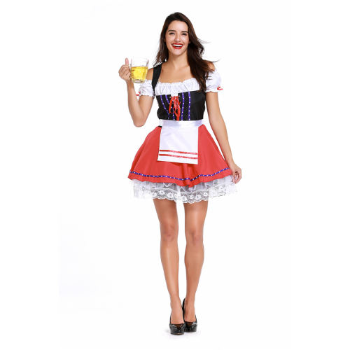 Women Carnival Sexy Short Oktoberfest Dress Beer Girl Cosplay Uniform PQPS8940