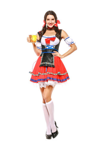 Bar Waitress Costumes German Women Oktoberfest Costume PQPS7146