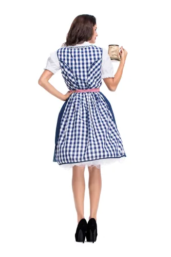 Dark Blue German Oktoberfest Midi Dress Beer Girl Carnival Uniform PQPS2843