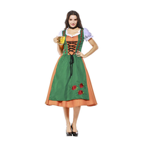Green Bar Waitress Uniform Women Oktoberfest Costume PQPS7139