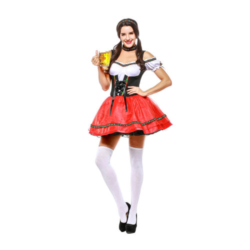 Women German Oktoberfest Short Dress Carnival Beer Girl Uniform PQPS7097
