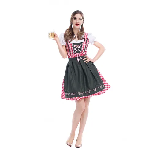 Bavarian Maid Cosplay Costume German Oktoberfest Beergirl Fancy Dress PQPS2841