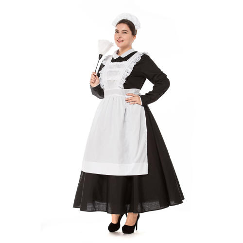 Plus Size England Cook Costume Carnival Maid Cosplay Fancy Dress PQPS1806