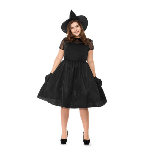 Plus Size Witches Costume Short Sleeve Black Gothic Beauties Uniform PQPS1727