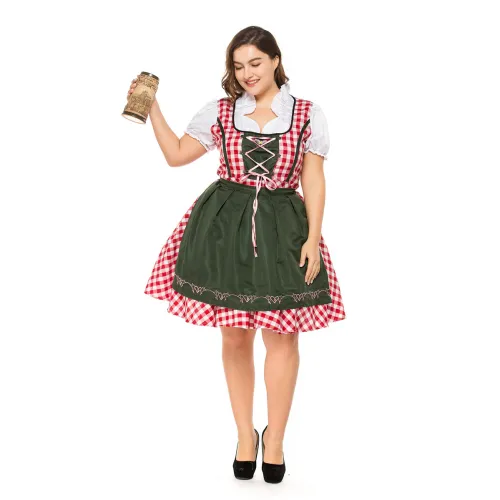 Plus Size Bavarian Traditional Beer Dress German Oktoberfest Costumes PQPS2841