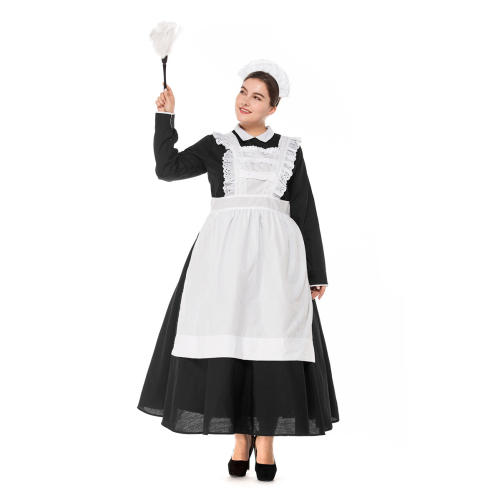 Plus Size England Cook Costume Carnival Maid Cosplay Fancy Dress PQPS1806