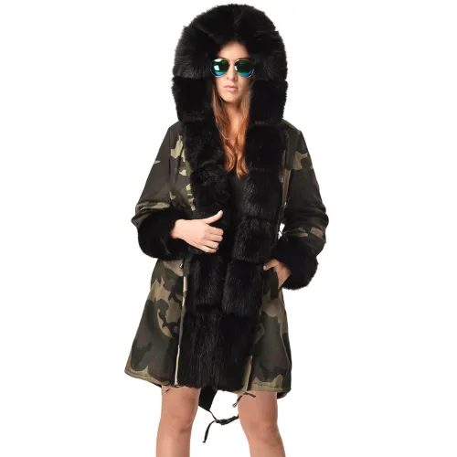 Women's Three-quarter Coat Hooded Dust Coat Trench Coats PQ19D011