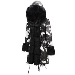 Camouflage Jacket Women's Three-quarter Coat Warm Female Winter Garment PQ19D009