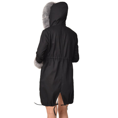 Women Parka Three-quarter Coat Faux Fur Hooded Coats Parker Hannifin PQ19D007