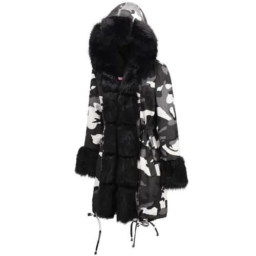 Winter Dust Coat Camouflage Jacket Women's Three-quarter Coat PQ19D008