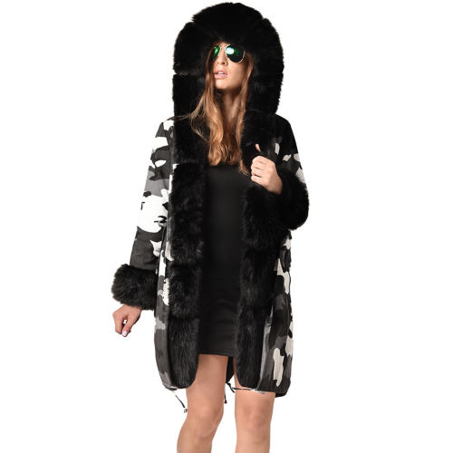 Winter Dust Coat Camouflage Jacket Women's Three-quarter Coat PQ19D008