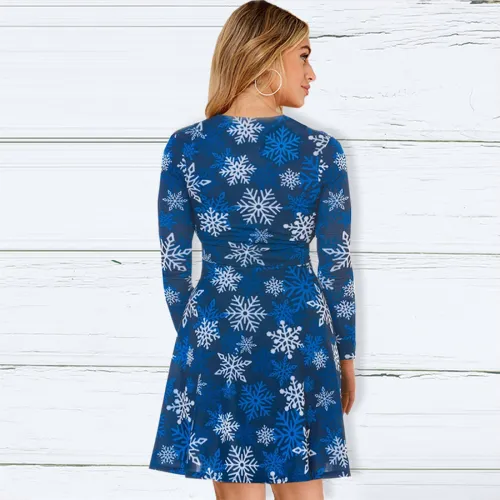 Christmas Daily Dresses for Women Snow Print Casual Dress PQ22925D