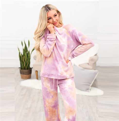 Autumn Tracksuit for Women Tie-dyed Homw Wear Fashion Loungewear PQLH205D