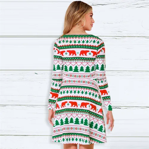 Christmas Print Party Dresses for Women PQ22925A