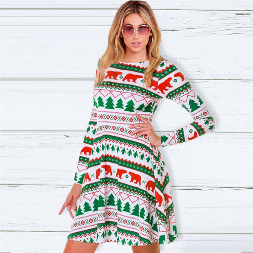 Christmas Print Party Dresses for Women PQ22925A