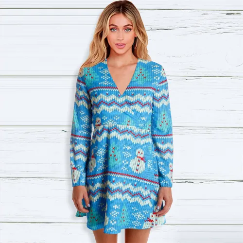 Christmas Fashion Apparel for Women Digital Print Day Dress PQ22923F