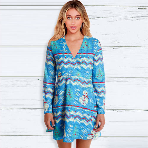Christmas Fashion Apparel for Women Digital Print Day Dress PQ22923F