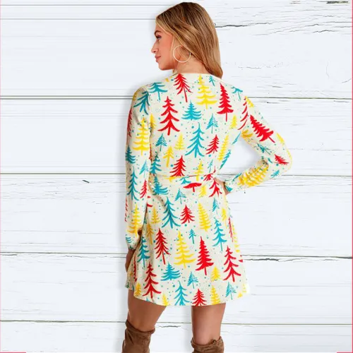 V-neck Christmas Tree Casual Dress for Women Winter Dresses PQ22923C