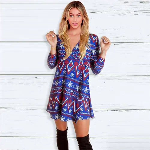 Christmas Streetwear for Women Long Sleeve Daily Dresss PQ22923E