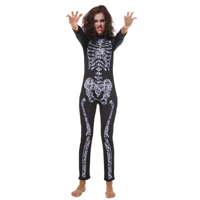 Halloween Skeleton Printing Catsuit Horror Cosplay Bloodsucker Costumes PQ80845