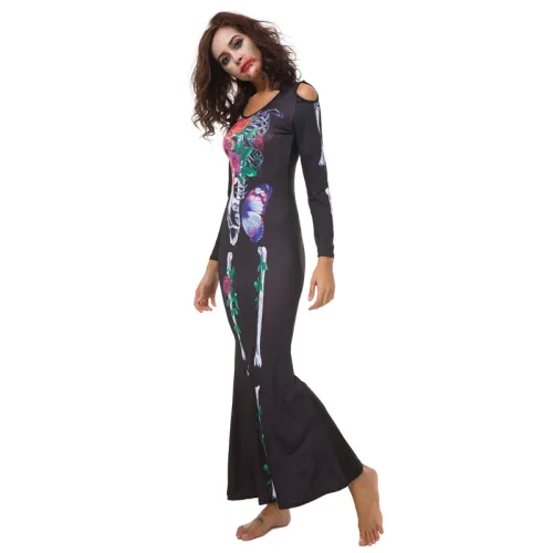 Halloween Vampire Fancy Dress Colorful Skeleton Printed Uniform PQDD80836A
