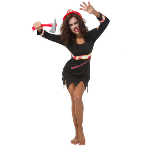 Halloween Adult Costume Female Fire Evil Firemen Costume PQ80883