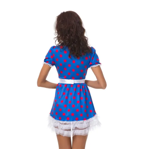 Halloween Evil Maid Fancy Dress Polka Dot Horror Cosplay Costume PQ80880