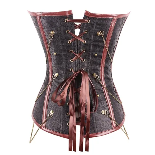 European Court Buckle Bandage Waist Trainer Espartilho Corpete Coreselet PQT8437