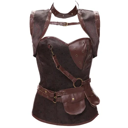 Steampunk Boned Corsages Women Luxury Medieval Gothic Punk Corset PQT8422B