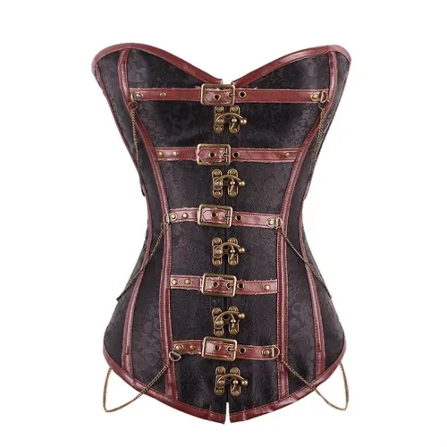 European Court Buckle Bandage Waist Trainer Espartilho Corpete Coreselet PQT8437