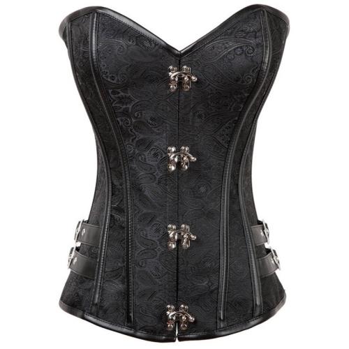 Gothic Women Brocade Overbust Corsets Front Clasp Bustiers PQT8410