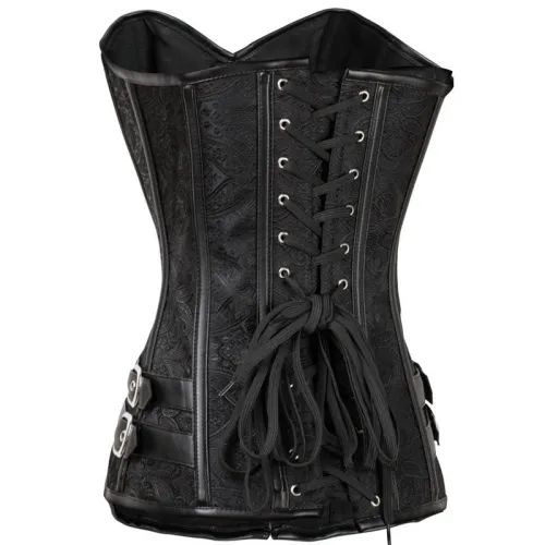 Gothic Women Brocade Overbust Corsets Front Clasp Bustiers PQT8410